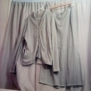 Caslon Light Gray A-Line Skirt And Jacket Set